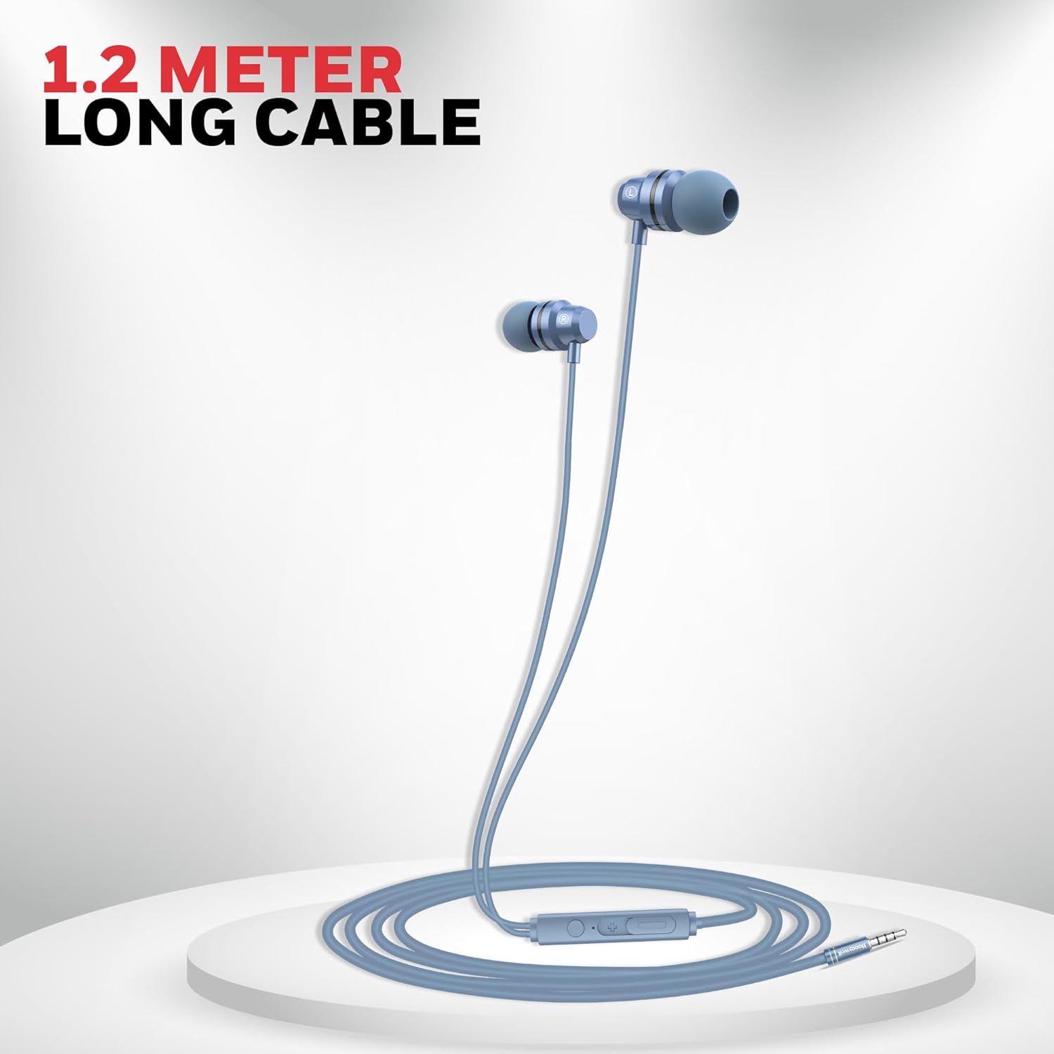 Honeywell Moxie V50 Wired Earphones with built in Mic, 10mm*2 drivers, Passive Noise Cancellation, 3.5mm AUX, Voice Assistant Enabled, 1.2 Mtr- Blue