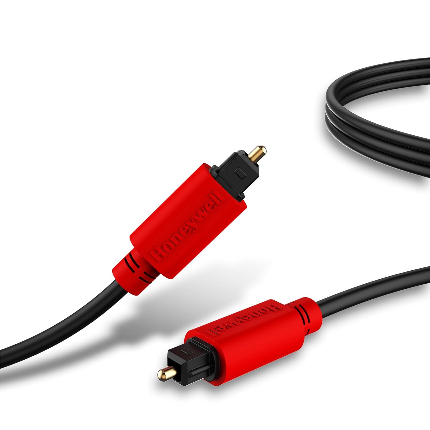 Honeywell Toslink Digital Optical Audio Cable 2MTR, 24K Gold Plated Connectors, PVC Jacketed Copper Wire, Compatible with Home Theatres (7.1),- Black
