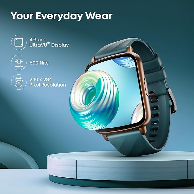 Fastrack Jupiter S1 Smart Watch with 1.83” TFT Display, 100+ Sports Modes & Smartwatch Faces, Upto 5 Day Battery, IP68- Teal