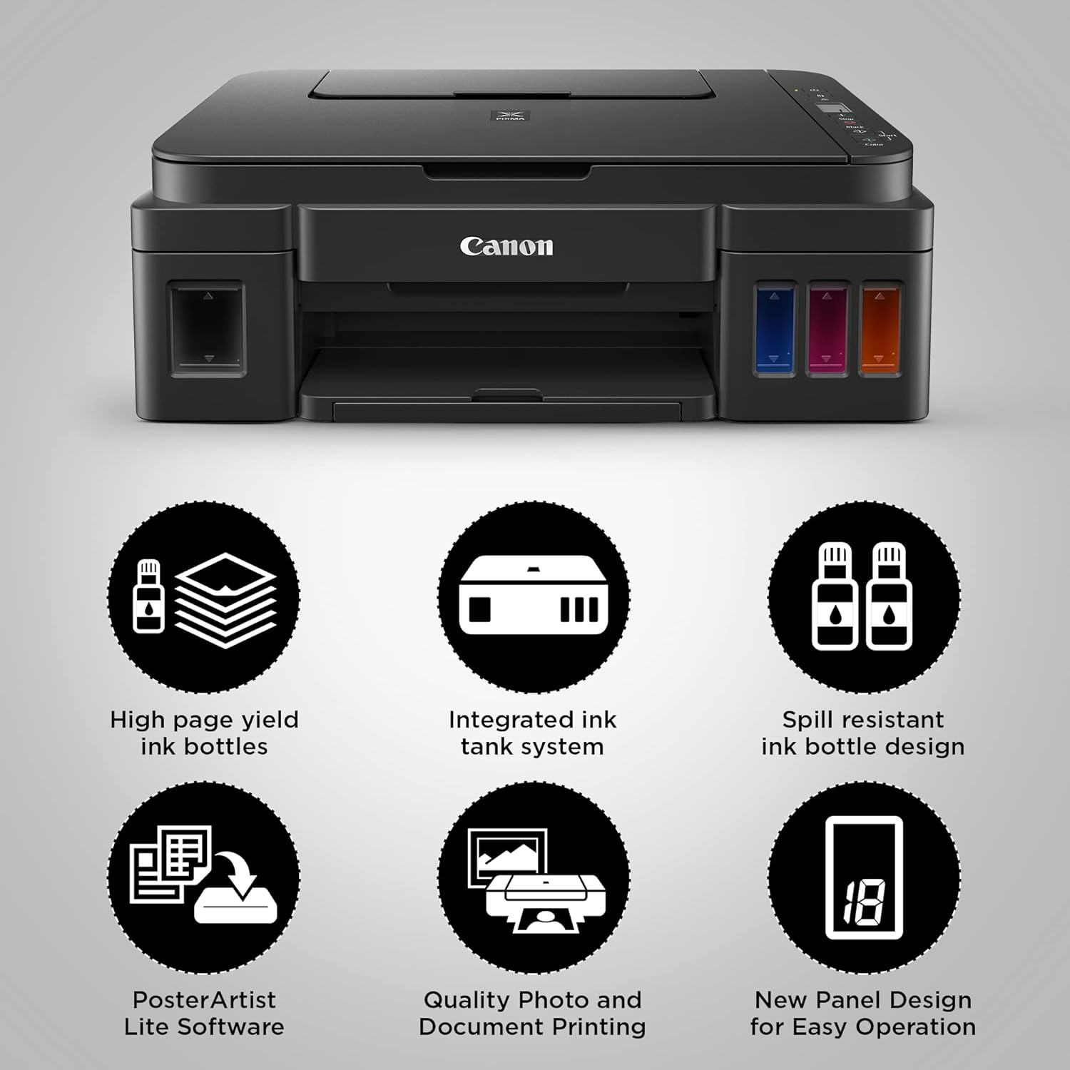 Canon G2010 Pixma MegaTank All-in-One Ink Tank Colour Printer (Black), Print, Scan & Copy  Multifunctional