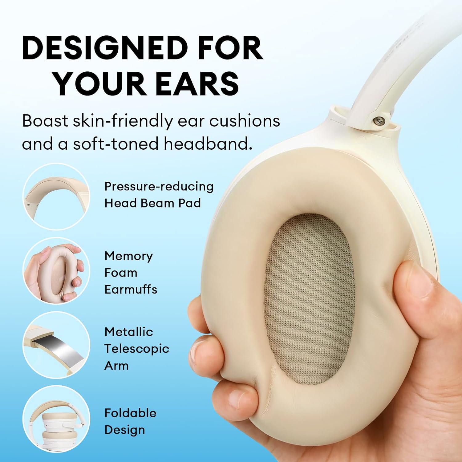 Edifier WH700NB Active Noise Cancelling Wireless Headphones, 68H Playtime, Ai Call Noise Cancellation, Dual Device Connection, Fast Charge, Bluetooth 5.3 - Ivory