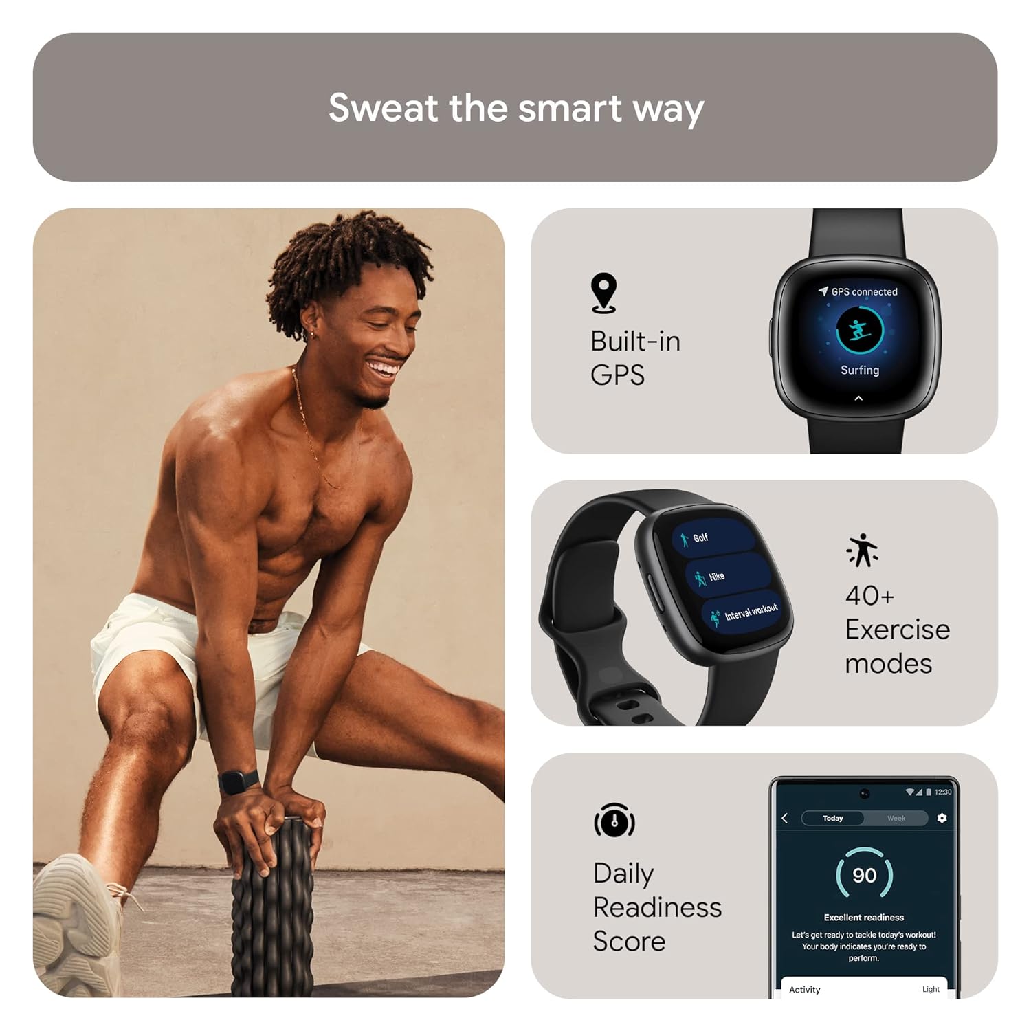 Fitbit Versa 4 Fitness Smartwatch with 6mm Display Size, Built-in GPS,Bluetooth, Touchscreen (Graphite Black)