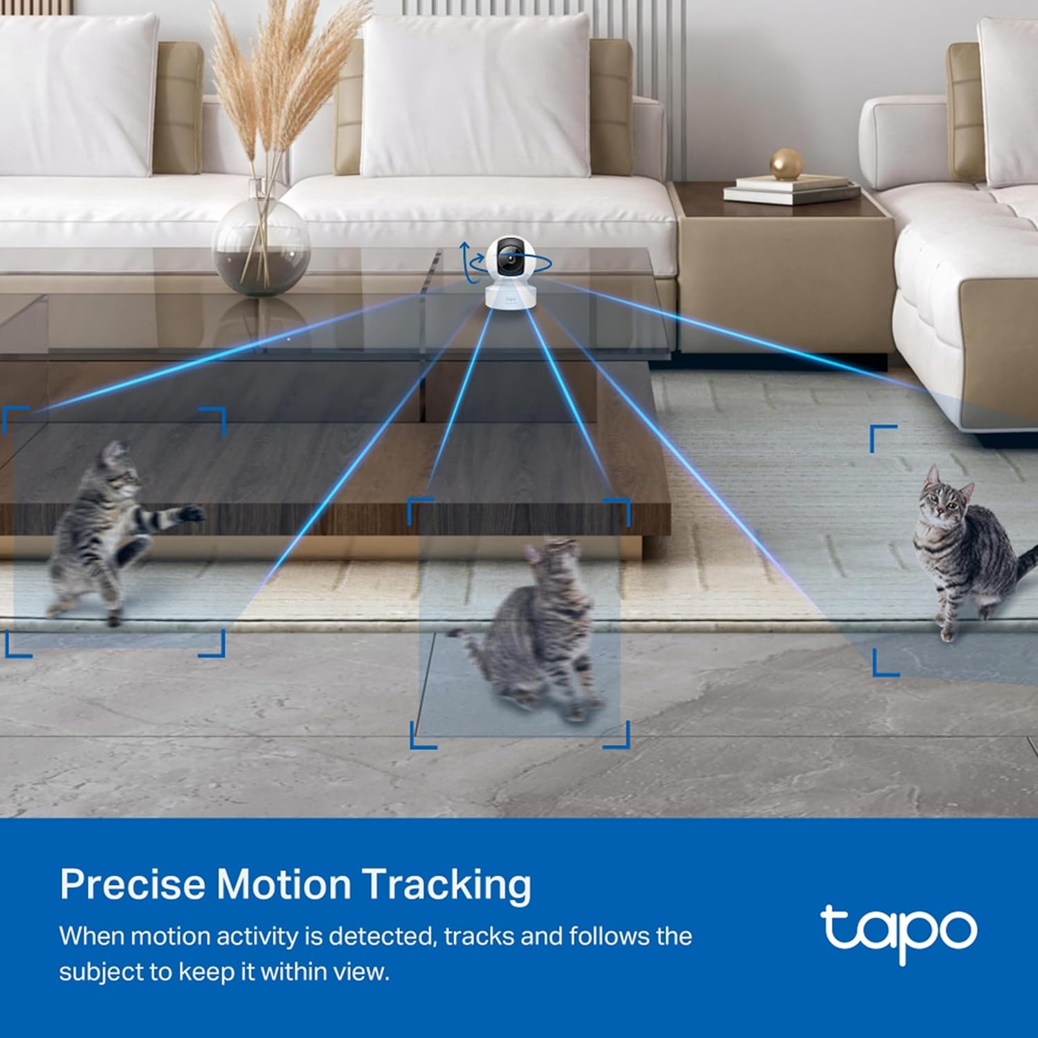 TP-Link Tapo C222 4MP 2K QHD 1440p Pan/Tilt AI Smart Home Security Wi-Fi Camera, Works with Google Home and Alexa, 360º Ethernet/Wi-Fi Connection- White
