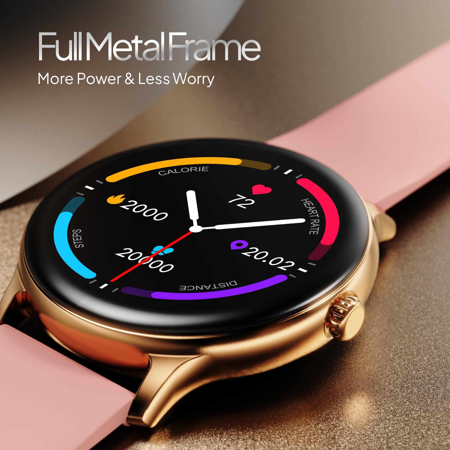 Fire Boltt Phoenix Pro Smart Watch with 1.39'' inch display, Bluetooth Calling, Metal Body with 120+ Sports Modes, SpO2, Heart Rate Monitoring- Gold & Pink