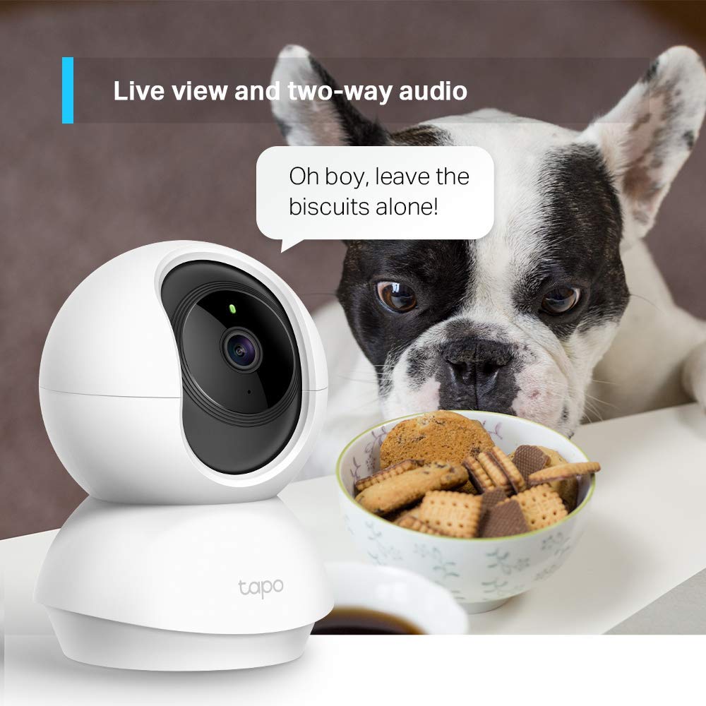 TP-Link Tapo TC70 2MP Pan/Tilt Smart Security Camera, Indoor CCTV, 360° Rotational Views, Works with Alexa&Google Home- White