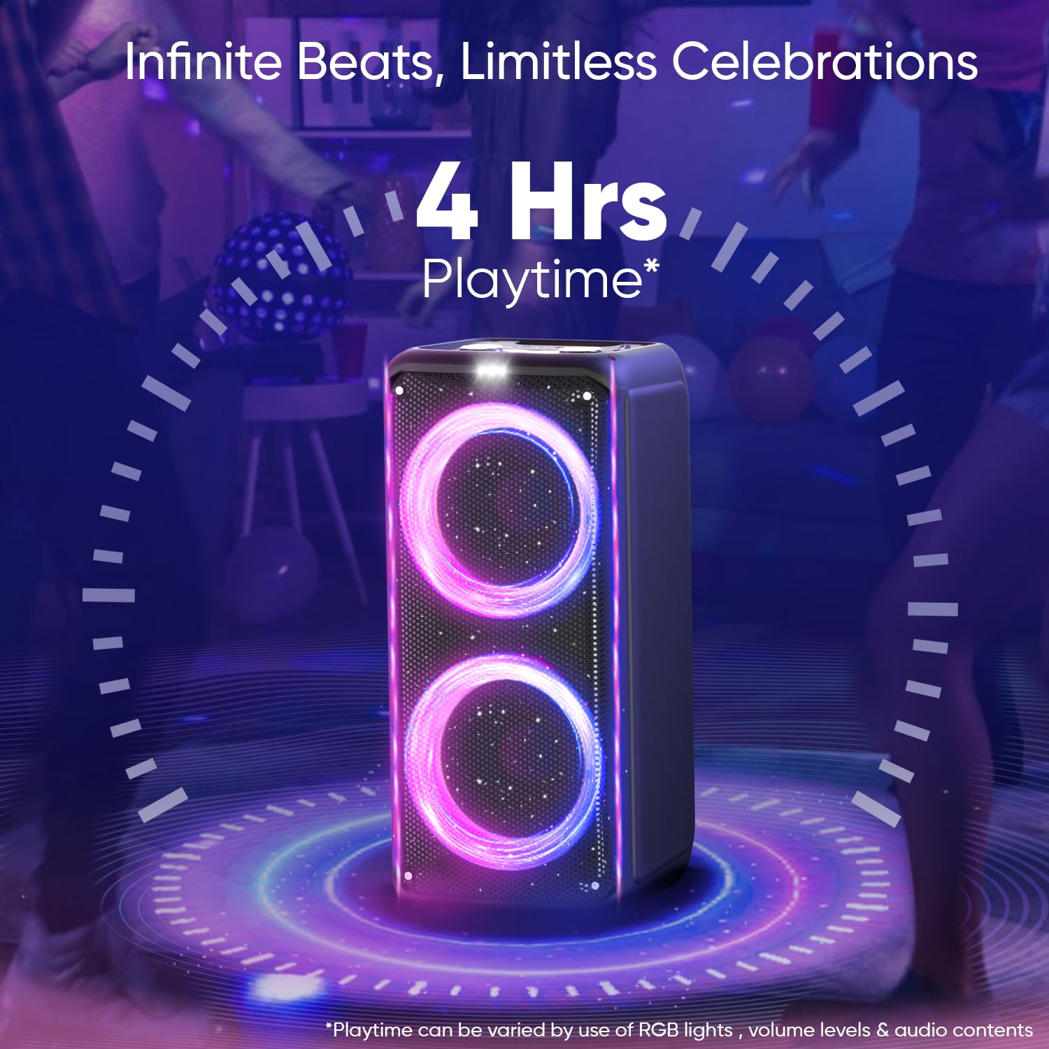 iGear X-Bass 60 iG-1061 Ultimate 60W Portable Bluetooth Party Speaker with Dual Bass Radiators, Remote Control (Black)