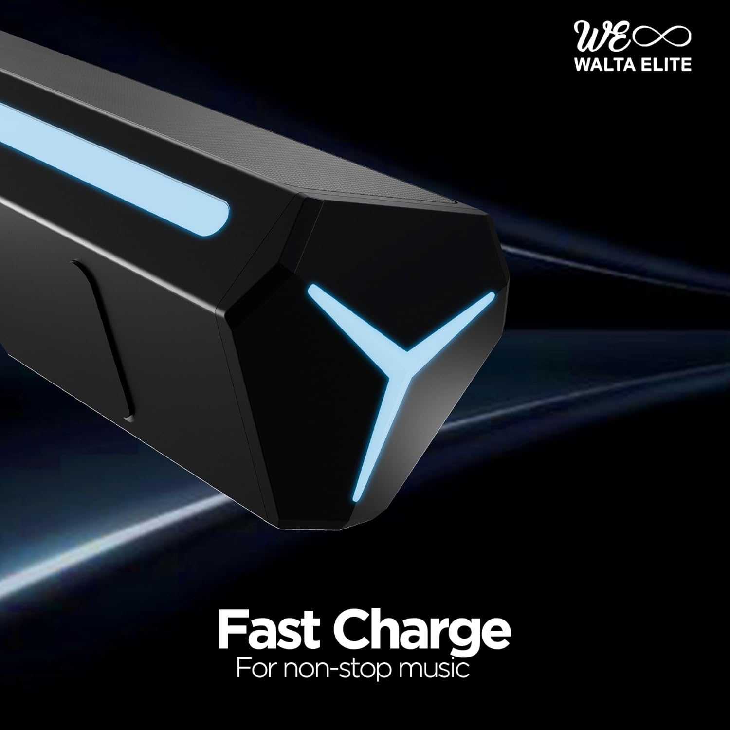 Walta Elite Brio 1110 Sound Bar 25W Bluetooth Sound Bar, 2500 MAH Battery, Multicolor Monochromatic Led Lights with TWS, Aux, (Platinum Black)