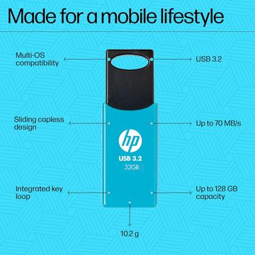 HP 712W 64GB USB 3.2 Flash Drive -Blue
