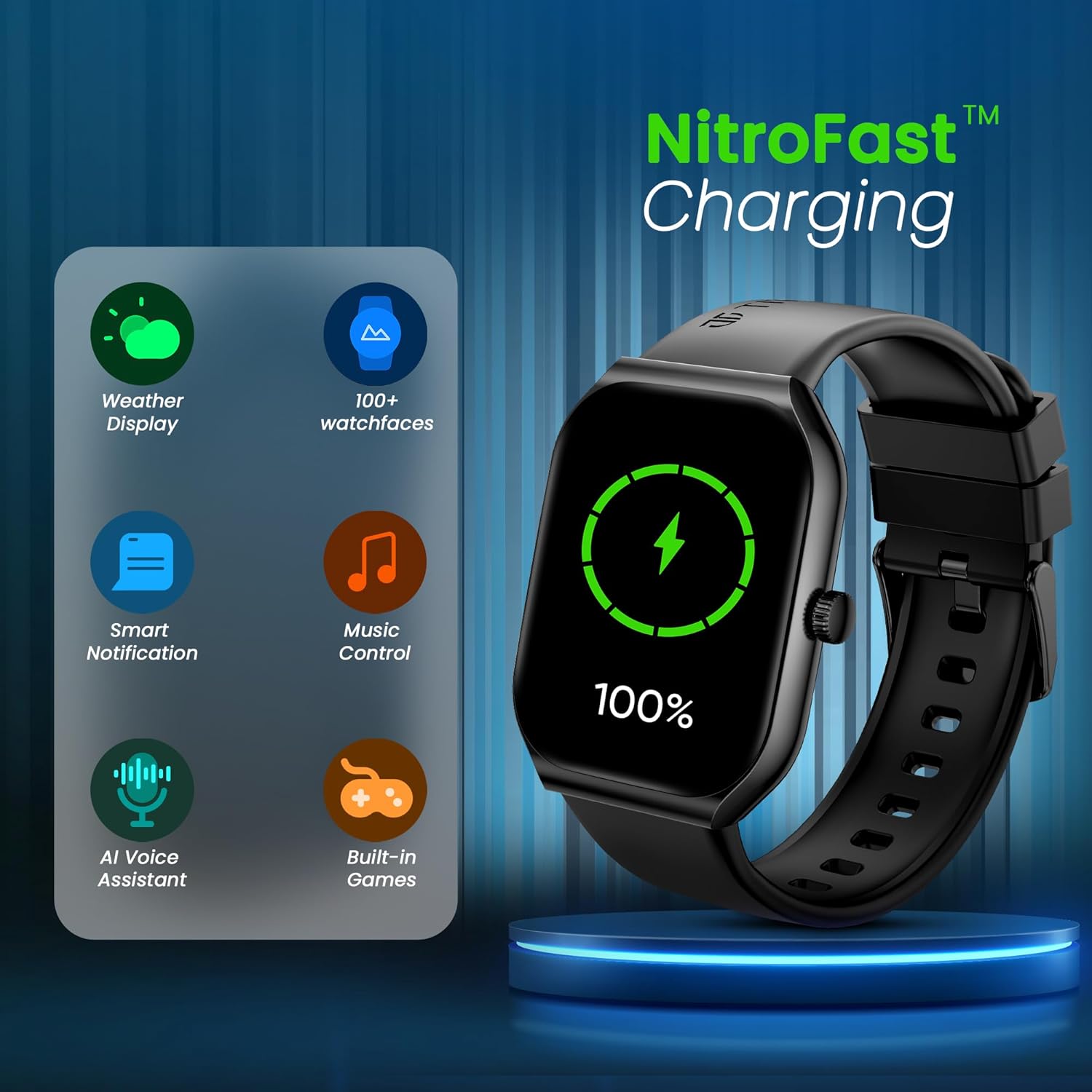Titan Smart 3 Smart Watch with 1.96" Super AMOLED Display, 200+ Smartwatch Faces, Upto 7 Days Battery (Black)