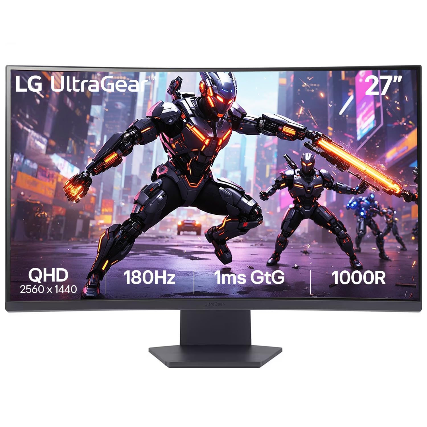 LG 27GS60QC-B 27Inch QHD (2560x1440) Ultra gear Curved Gaming Monitor with HDMI x 2 DisplayPort Borderless Design, Black Stabilizer DAS Crosshair FPS Counter - Black 