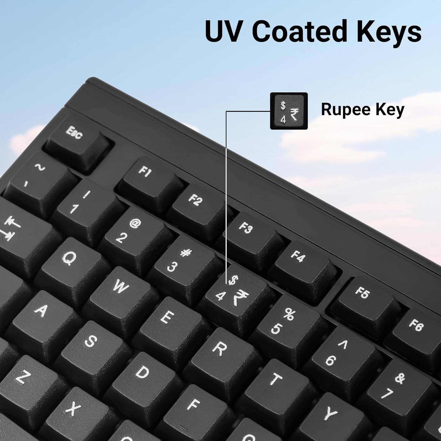 ZEBRONICS K35 USB Wired Keyboard with Rupee Key, Spill-Proof and Slim Design (Black) 