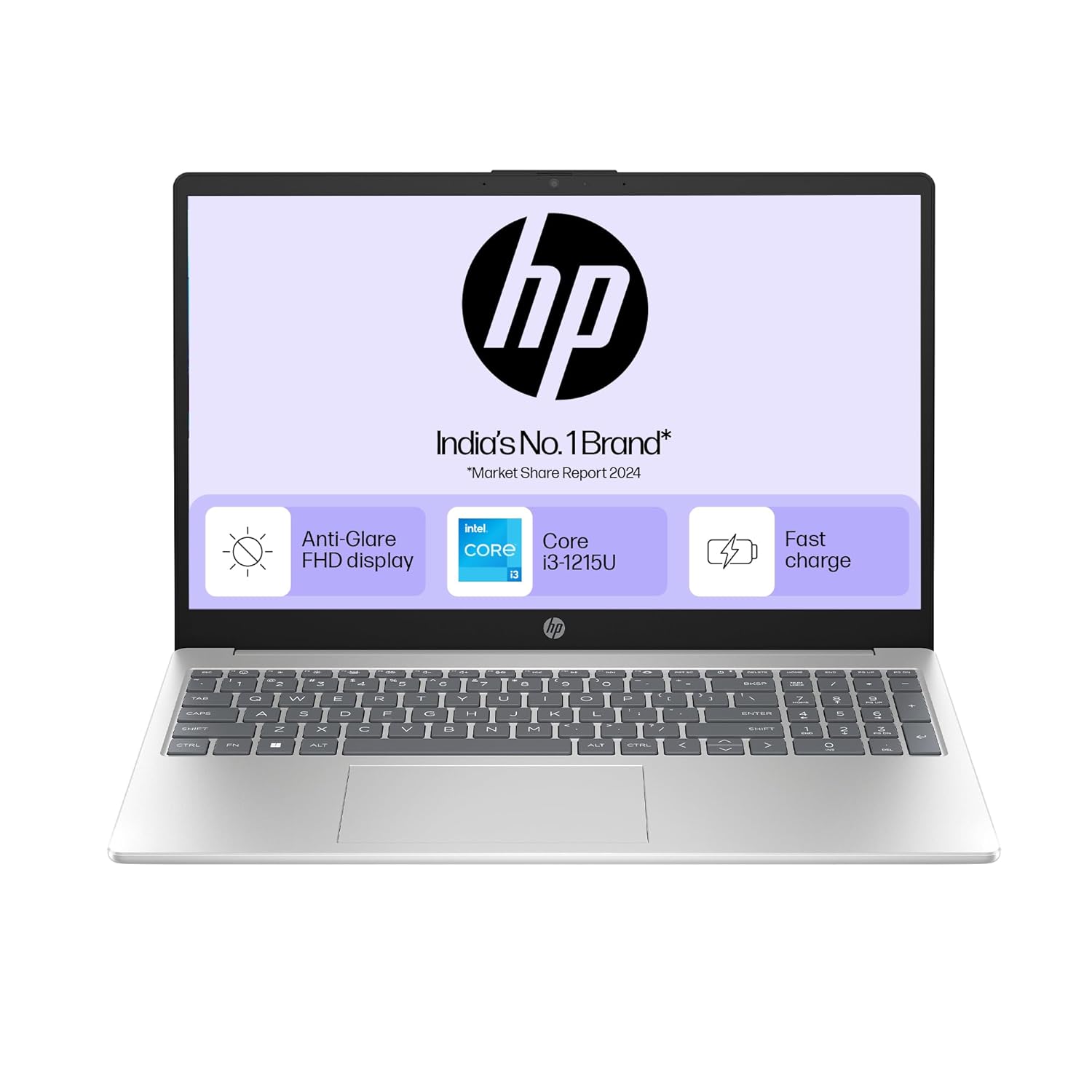 HP 15s-fd0063TU, 12th Gen Intel Core i3 Laptop (8GB RAM, 512GB SSD), 15.6"/39.6cm, FHD, Windows 11, 1.59kg, Backlit Keyboard- Silver