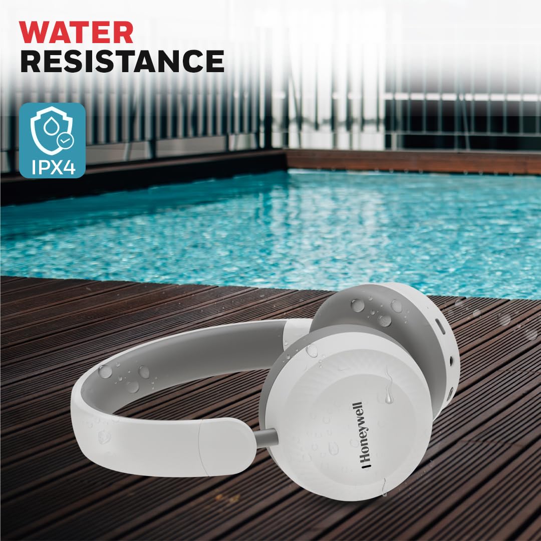 Honeywell Moxie V20 Bluetooth v5.4 On-Ear Headphones with Mic, ENC, 25H Playback, Deep Bass, IPX4, Aux, Stereo Sound, 40ms low latency Gaming Mode- Grey