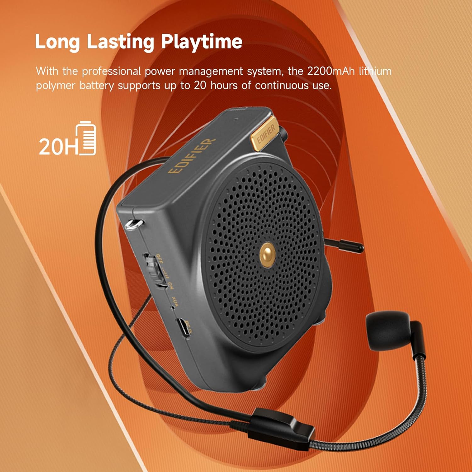 Edifier MF3 Portable Voice Amplifier with Precise Voice Pick-up and Effective Anti-Howling- Black