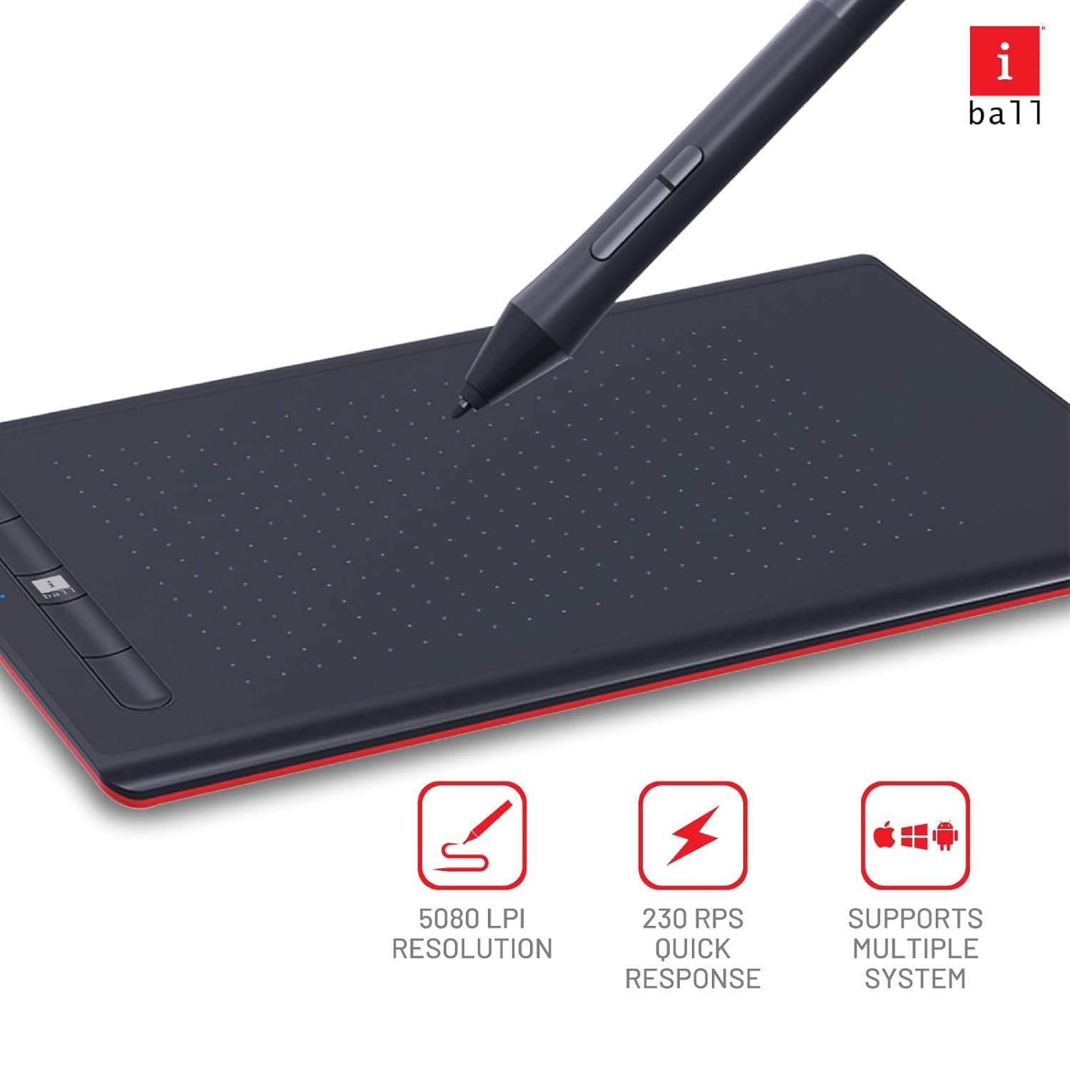 iBall PD-8355WB Pen Digitizer with Wireless, Bluetooth Connectivity, (8.3 x 3.5 inch) Working Area, Rechargeable Battery- Black

