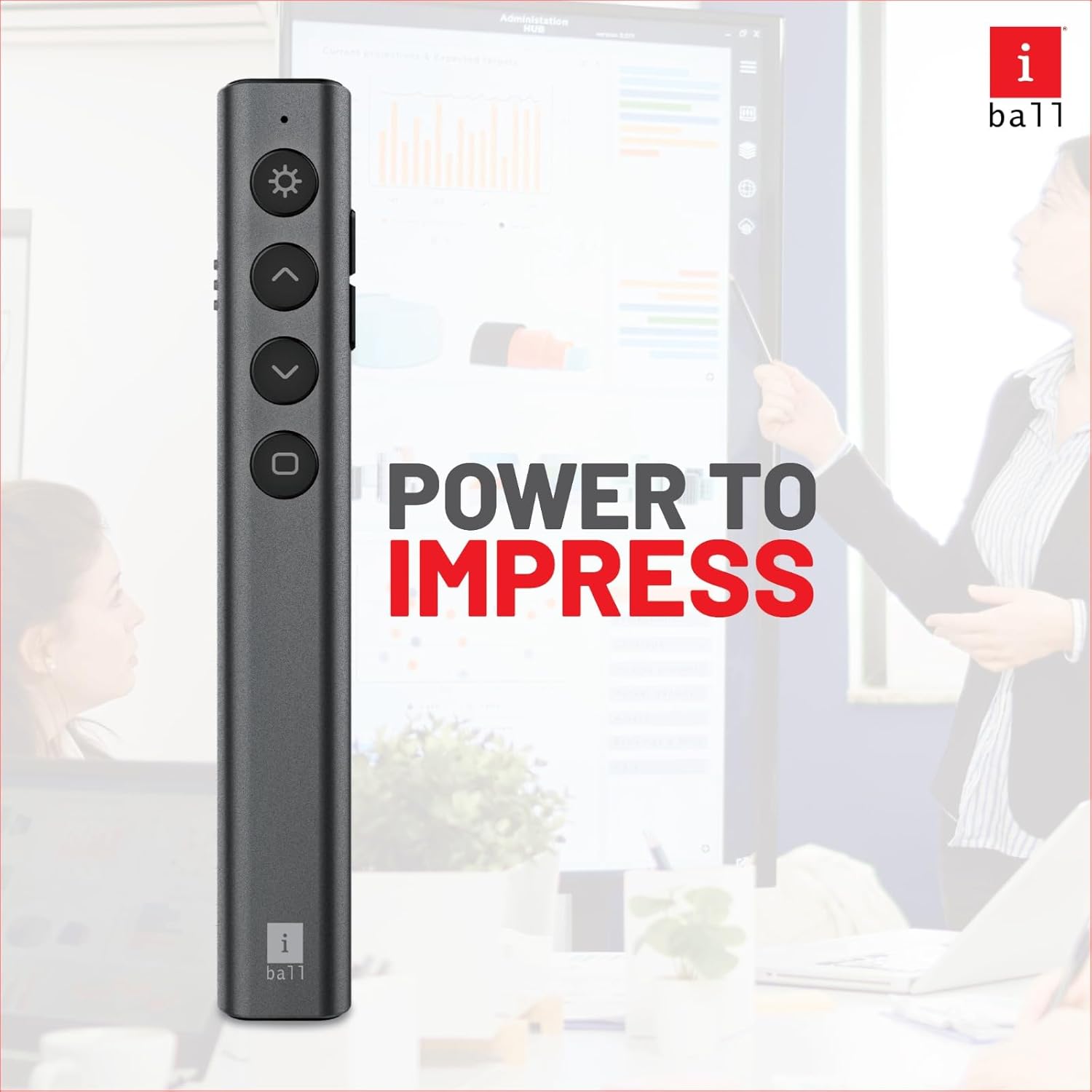 iBall Impact2 Wireless Presenter for Presentation, RED Laser Pointer, PowerPoint PPT Slide Changer- Black