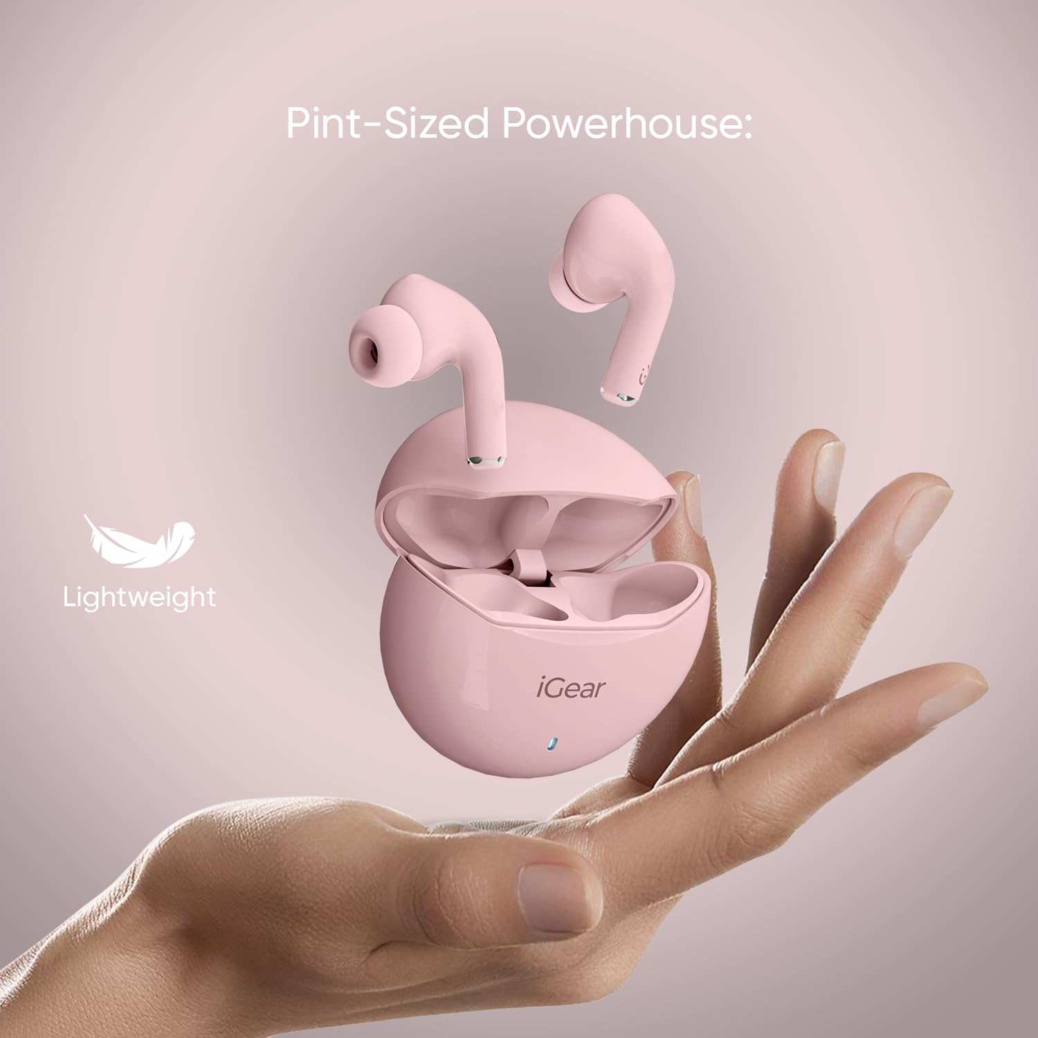 iGear Gemz iG-1142 TWS Wireless Earbuds, 15 Hrs+ Playtime- Pink