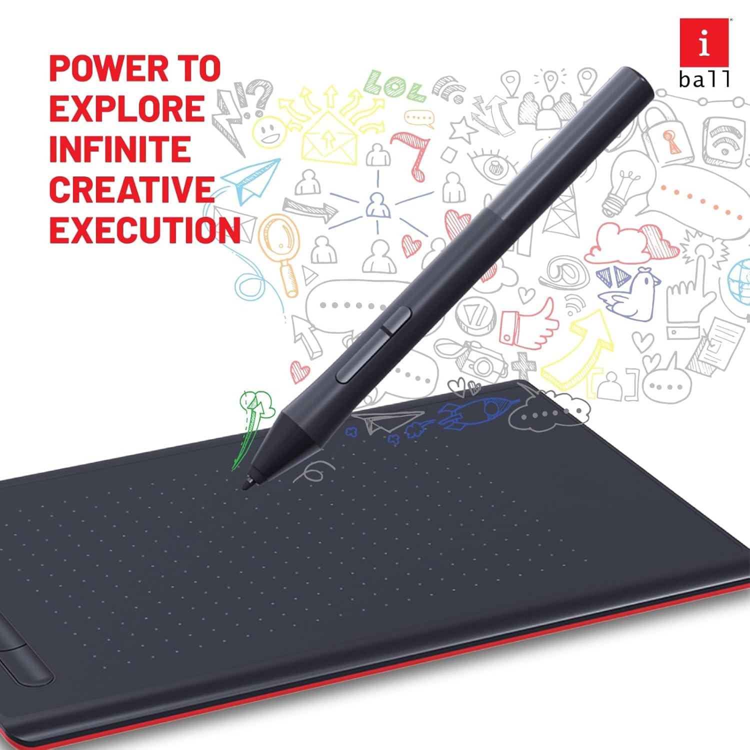 iBall PD-8355WB Pen Digitizer with Wireless, Bluetooth Connectivity, (8.3 x 3.5 inch) Working Area, Rechargeable Battery- Black
