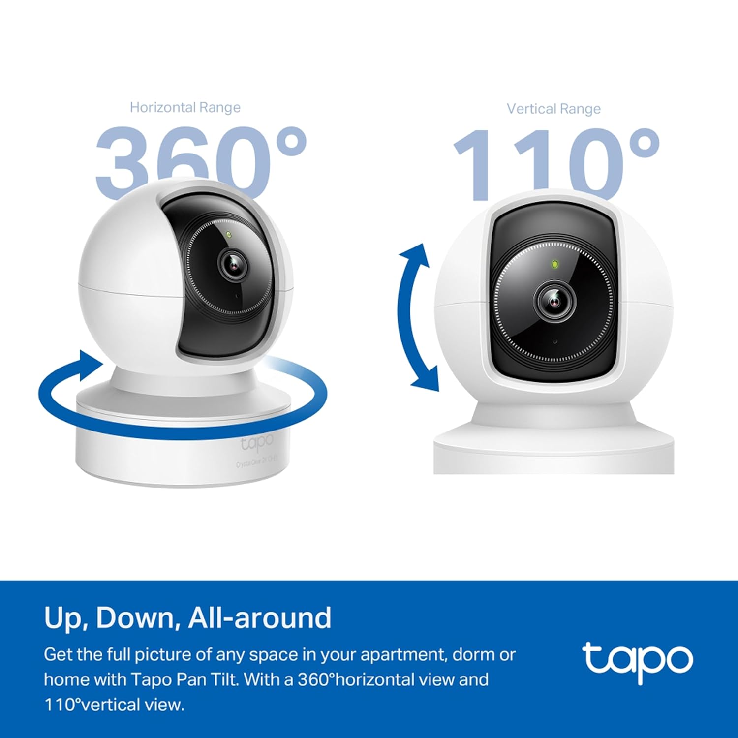 TP-Link Tapo C222 4MP 2K QHD 1440p Pan/Tilt AI Smart Home Security Wi-Fi Camera, Works with Google Home and Alexa, 360º Ethernet/Wi-Fi Connection- White