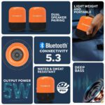 Honeywell Moxie V200 Wireless Bluetooth V5.3 Portable Speaker 5W, 12Hrs Playtime, Advanced 52mm Drivers, IPX4, Connect 2 Speakers with TWS Feature- Orange