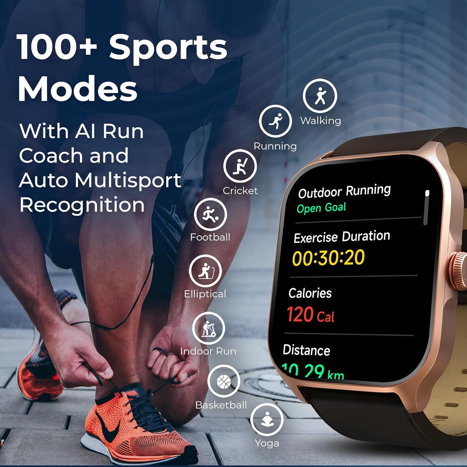 Titan Zeal Smart Watch with 1.85" AMOLED Display with AOD, Single Sync BT Calling, Advanced Chipset, 100+ Sports Modes & Watch faces, IP68- Rosegold & Brown