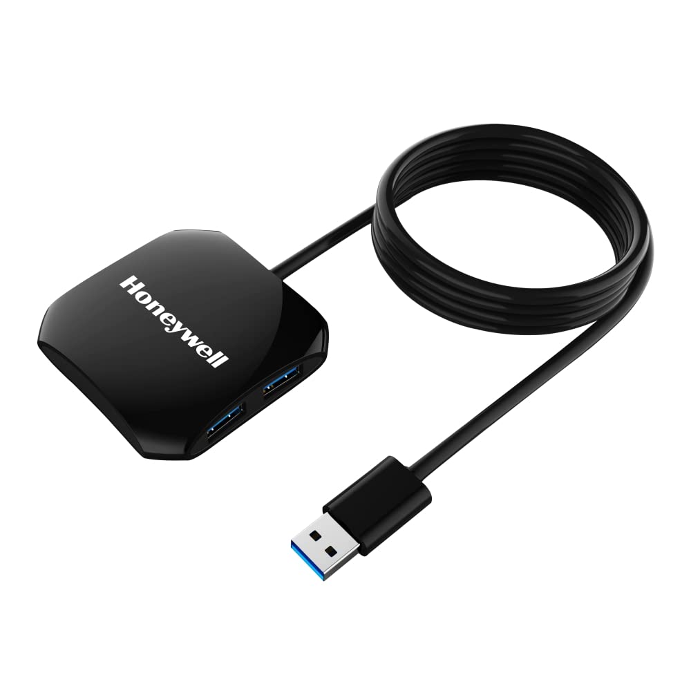 Honeywell Momentum Port 4-1 USB 3.0 Hub, Transmission Speed 5GBPS, Universally Compatible with All USB PC, Laptop, Speaker, Mobile, Pen Drive, Hard Drive, Keyboard Printer, Glossy Black