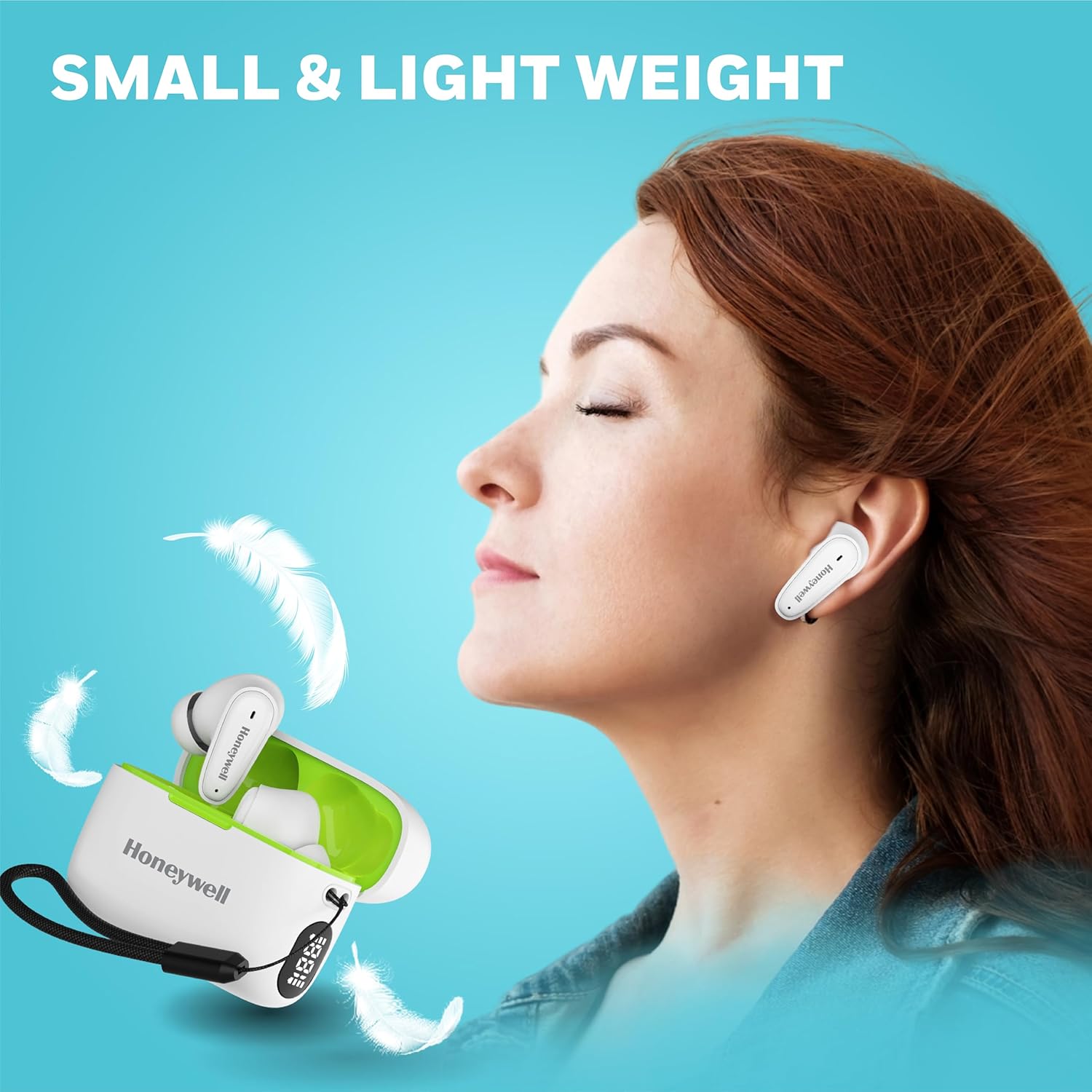 Honeywell Moxie V1100 TWS Earbuds in-Ear wireless with Digital Battery Display Case, Bluetooth V5.3, 31 Hours of Playtime, 13mm*2 Drivers, Fast Charging -White