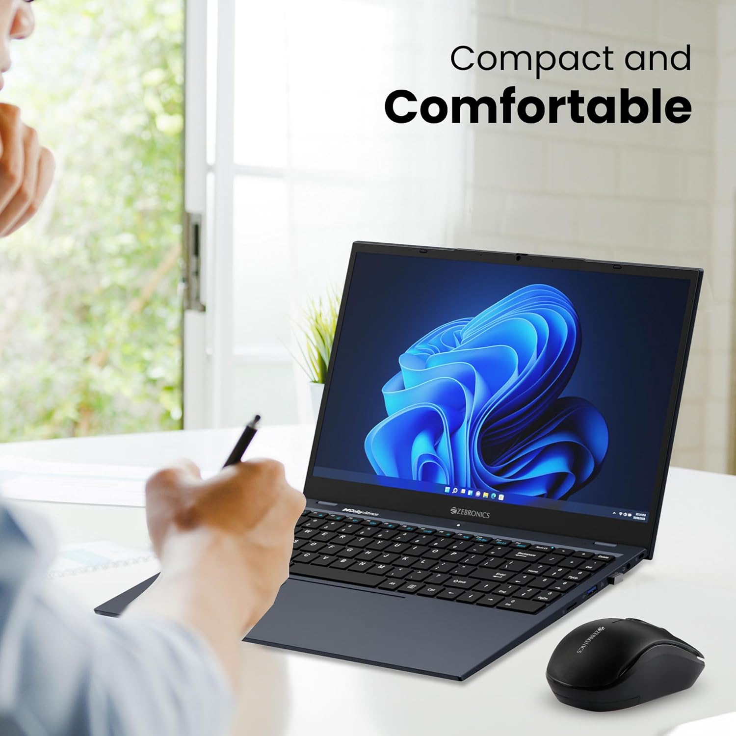 Zebronics Dash Plus Wireless Mouse 2.4GHz High Precision with up to 1600 DPI, Plug & Play Usage- Black