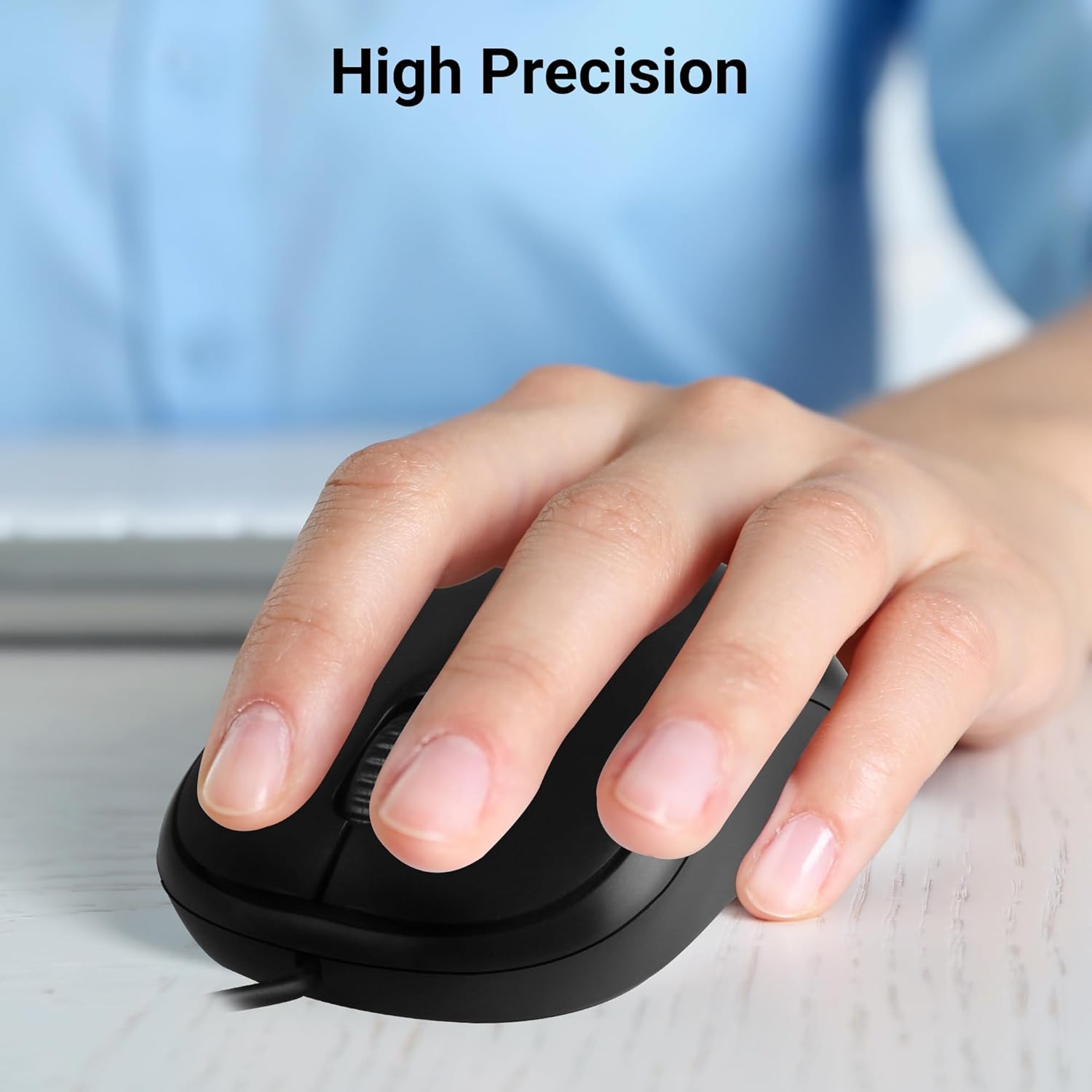 Zebronics Comfort Wired USB Mouse, 3-Button, 1000 DPI Optical Sensor, Plug & Play, for Windows/Mac, Black 
