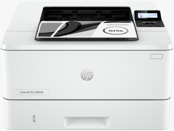 HP Laserjet Pro 4004D Wired Monochrome and Colour Laser Printers, Commercial Printer with Duplex Print- White 