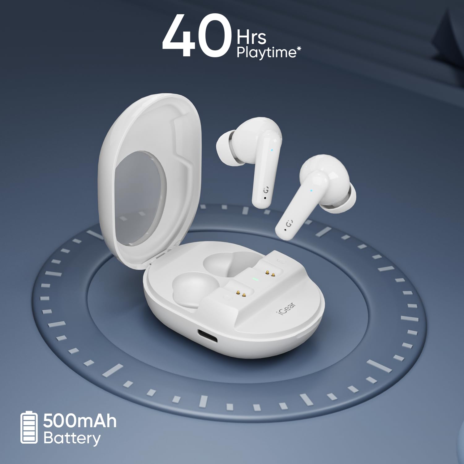 iGear Astro iG-1029 Wireless Earbuds Stylish HiFi Audio with 40-Hour Playtime- White