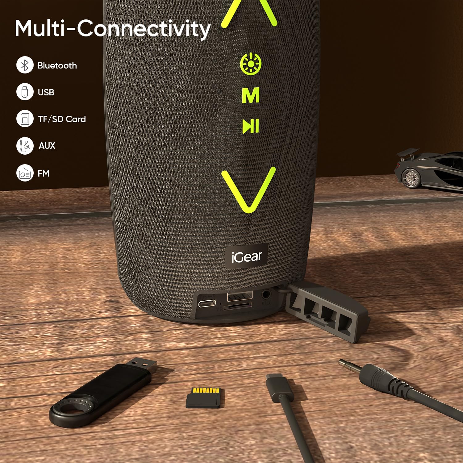 iGear Apollo iG-1019 Portable Bluetooth Party Speaker 20W, Twin Pairing (Black)