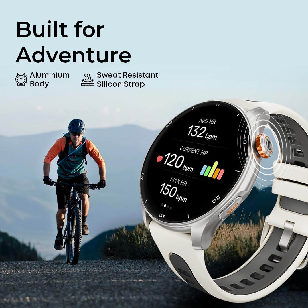 Titan Celestor Smart Watch with 1.43” AMOLED Display & AOD, 60Hz Fluid Display, BT Calling, Upto 7 Day Battery- Titanium Beige