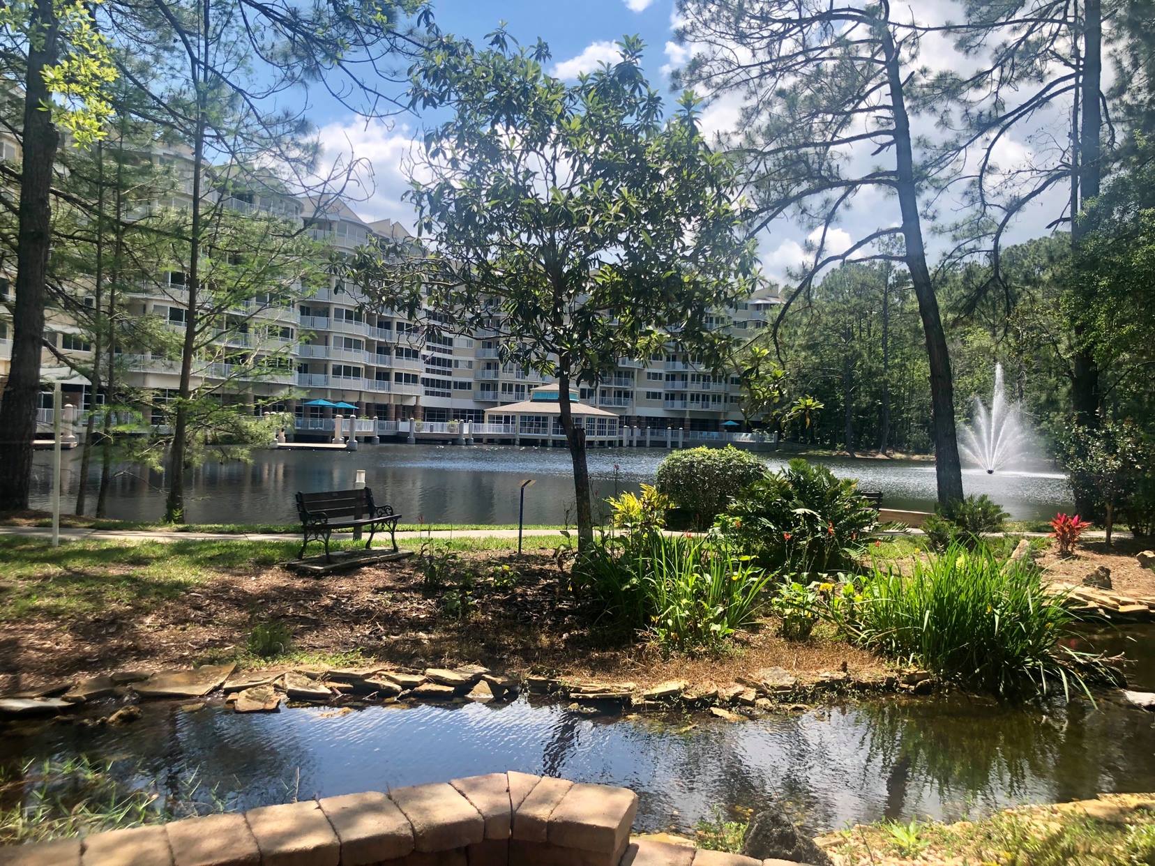 Scenic view of the lake alongside Cypress Village senior living community