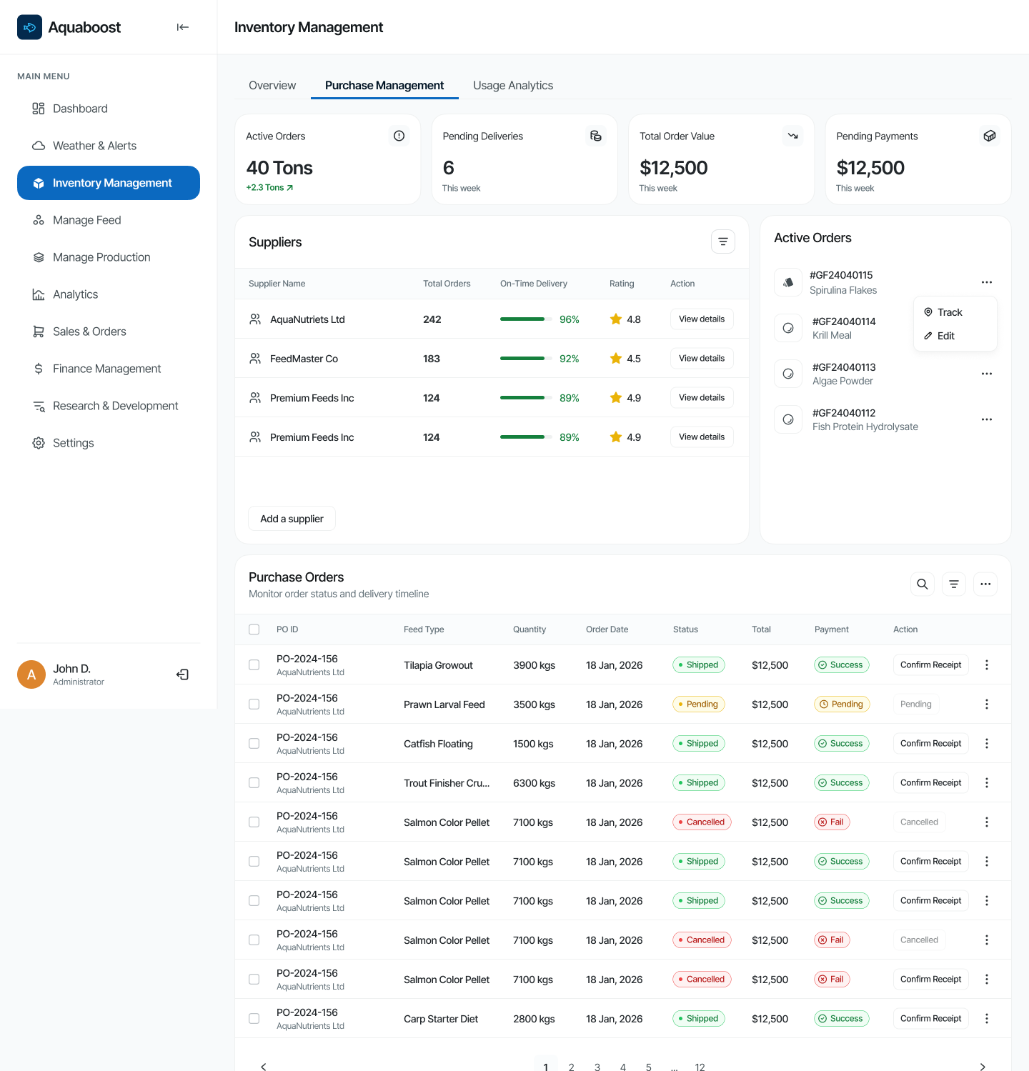 AquaBoost Admin screenshot 2