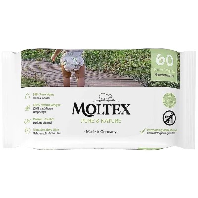 Moltex Pure & Nature EKO vlhčené ubrousky na bázi vody 60 ks