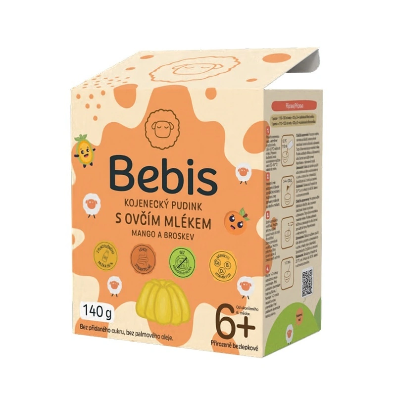 Bebis Kojenecký pudink s ovčím mlékem mango a broskev 140 g