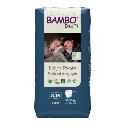 Bambo Dreamy Night Pants Unisex 8–15 let 35–50 kg noční plenkové kalhotky 10 ks