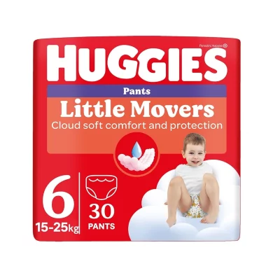 Huggies Little Movers Pants 6 15-25 kg jednorázové plenkové kalhotky 30 ks