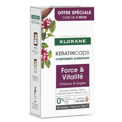 KLORANE Keratincaps Síla a vitalita 90 kapslí