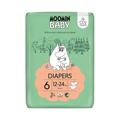 Moomin Baby 6 Maxi 12–24 kg eko pleny 34 ks