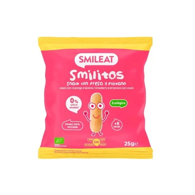 Smileat BIO kukuřičné křupky banán a jahoda s vitaminem B1 8M+ 25 g