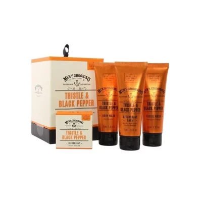 Scottish Fine Soaps Černý pepř a ostropestřec pánská dárková sada 4 ks