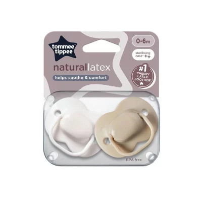 Tommee Tippee Dudlík Cherry latex 0-6m 2 ks bílá-hnědá