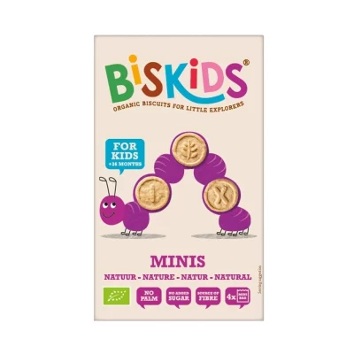 Biskids BIO dětské celozrnné mini sušenky Natural 120 g