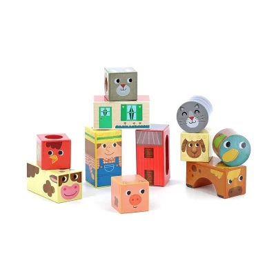 Vilac Dřevěné zvukové kostky Farma 11 ks