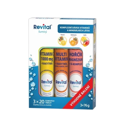 Revital Vitamín C+ Multivitamín + Hořčík 3x20 šumivých tablet