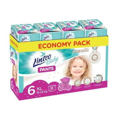 Linteo Baby Pants PREMIUM 6 XL 15-25 kg kalhotkové plenky 72 ks