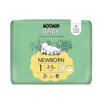 Moomin Baby 1 Newborn 2–5 kg eko pleny 25 ks