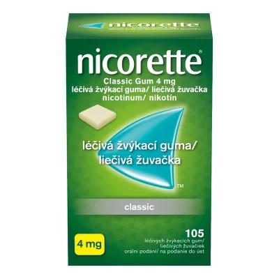 Nicorette Classic Gum 4 mg léčivá žvýkací guma 105 žvýkaček
